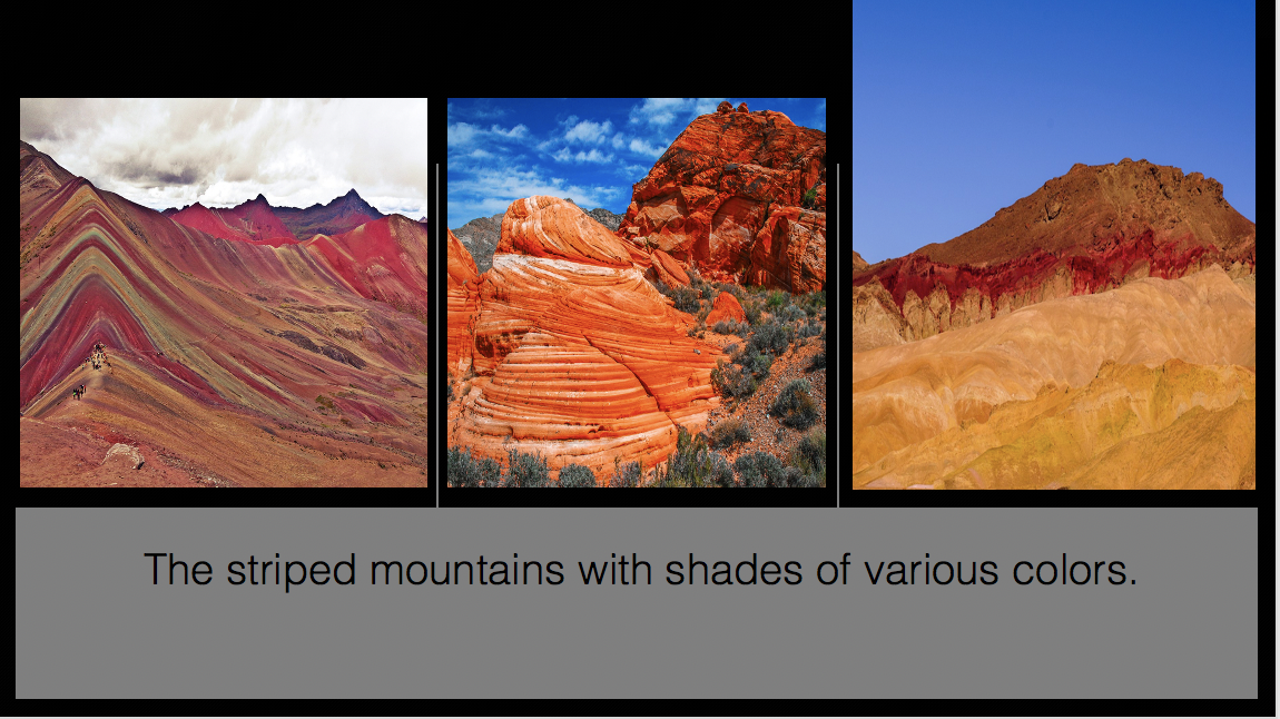 the striped mountains with shades of various colors.