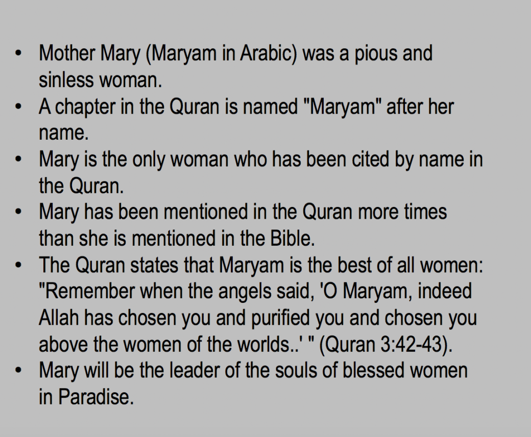 Muslim's view of Jesus a prophet born miraculously of a virgin mother.